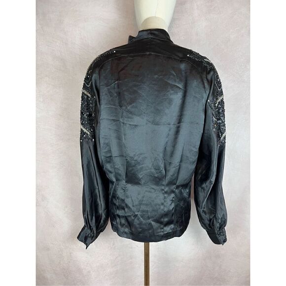 Vintage 1980s Beaded Ruffle Blouse - Picture 6 of 7